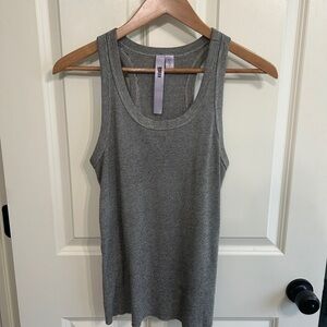 Wilt Heather Gray Women's Racerback Ribbed Tank Top size M. Classic. Flattering
